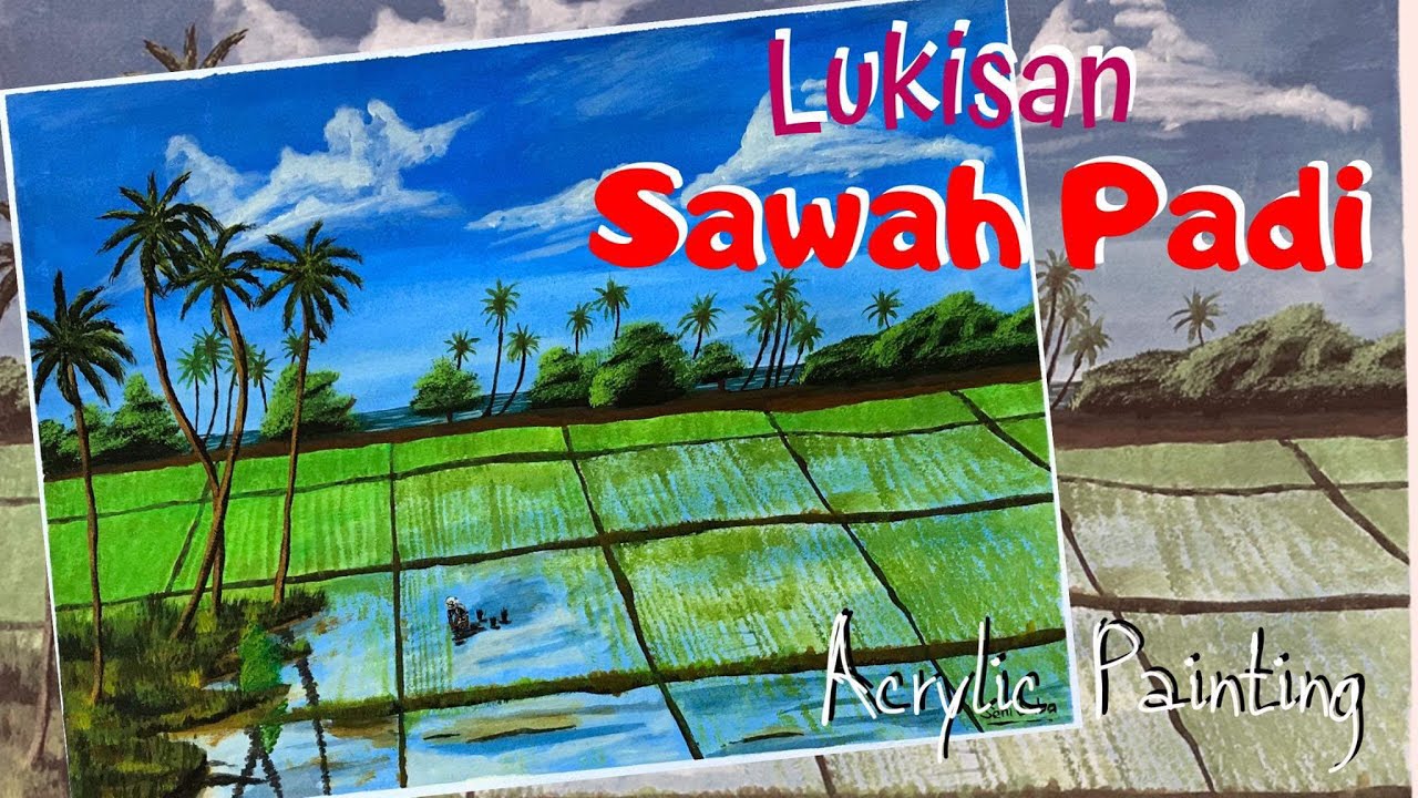 Detail Pemandangan Sawah Padi Lukisan Nomer 8