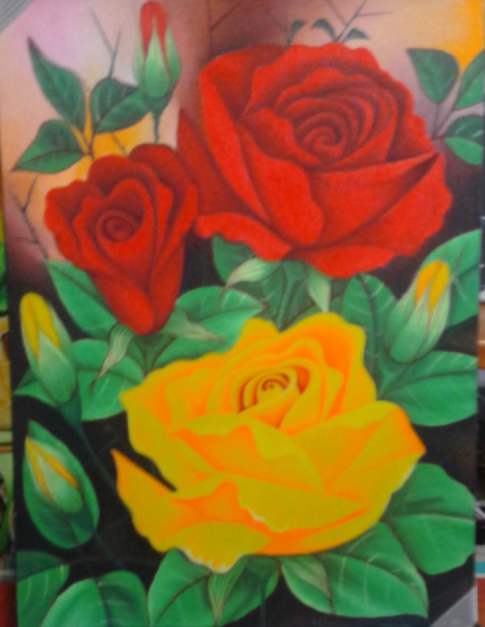 Detail Lukisan Gambar Bunga Mawar Nomer 29