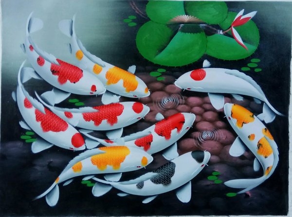 Detail Lukisan Gambar Ikan Koi Nomer 11