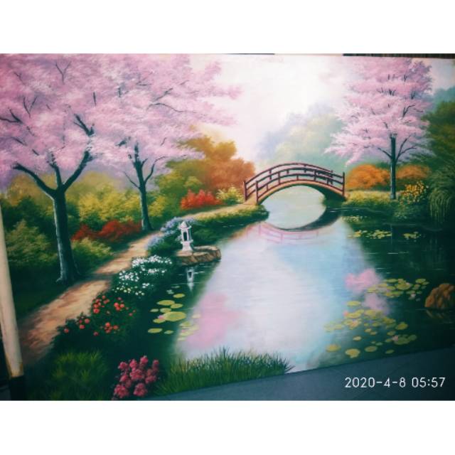 Detail Lukisan Gambar Taman Bunga Sakura Nomer 2