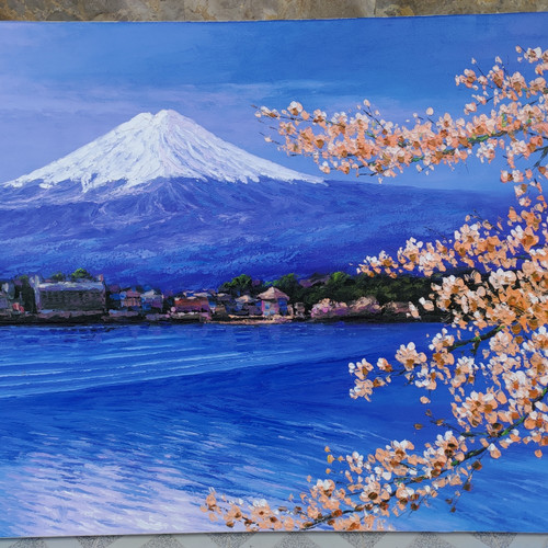 Lukisan Gunung Fuji Dan Bunga Sakura - KibrisPDR