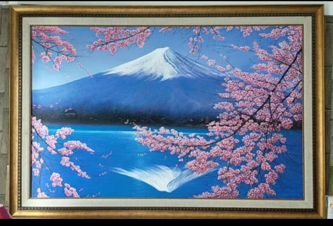 Detail Lukisan Gunung Fuji Dan Bunga Sakura Nomer 19
