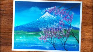 Detail Lukisan Gunung Fuji Dan Bunga Sakura Nomer 40