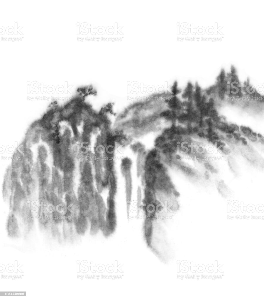 Detail Lukisan Gunung Hitam Putih Nomer 25