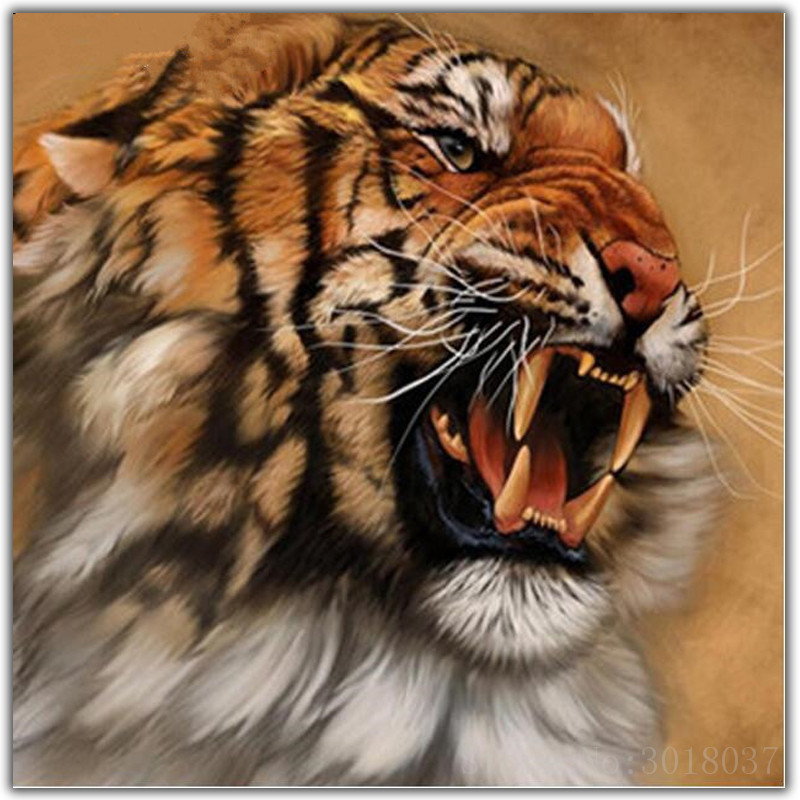 Detail Lukisan Harimau Marah Nomer 2