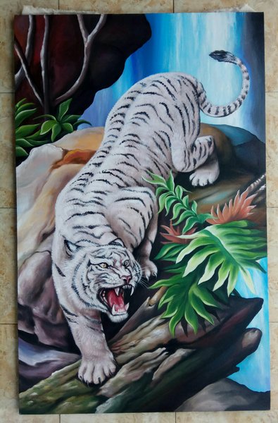 Detail Lukisan Harimau Putih Nomer 3