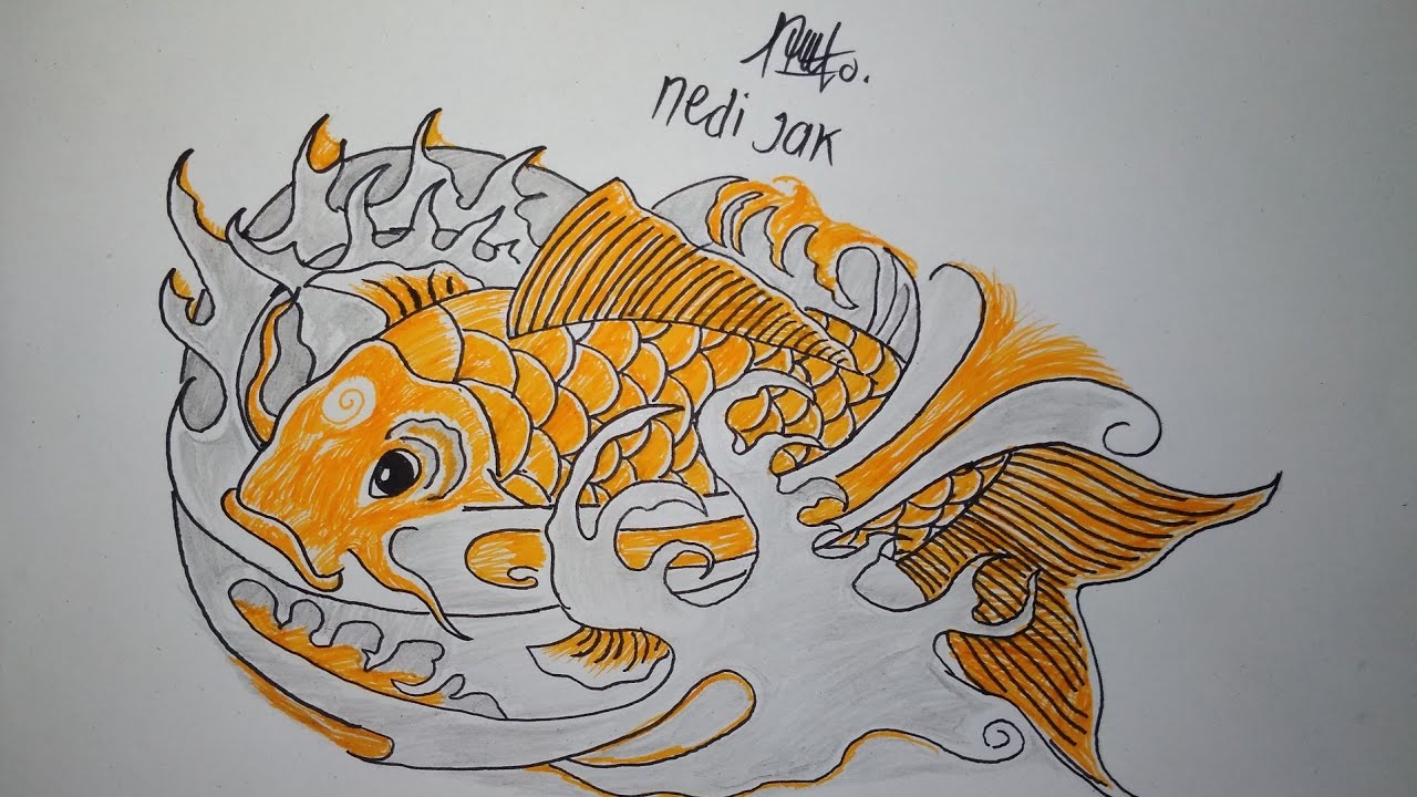 Detail Lukisan Ikan Koi Pensil Nomer 4