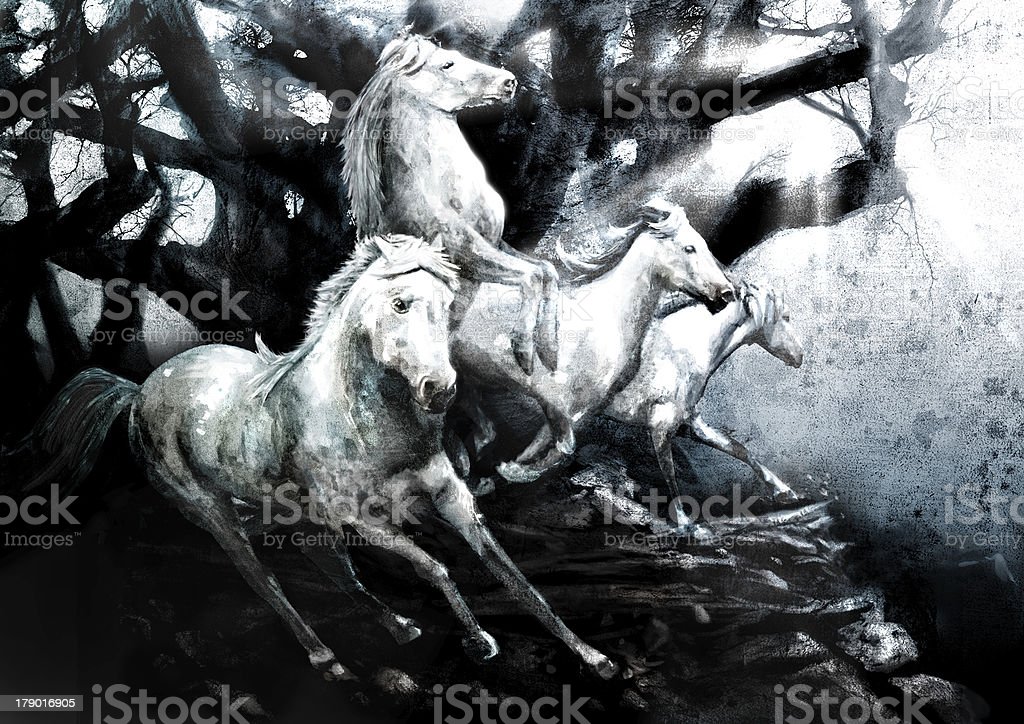 Detail Lukisan Kuda Hitam Putih Nomer 8