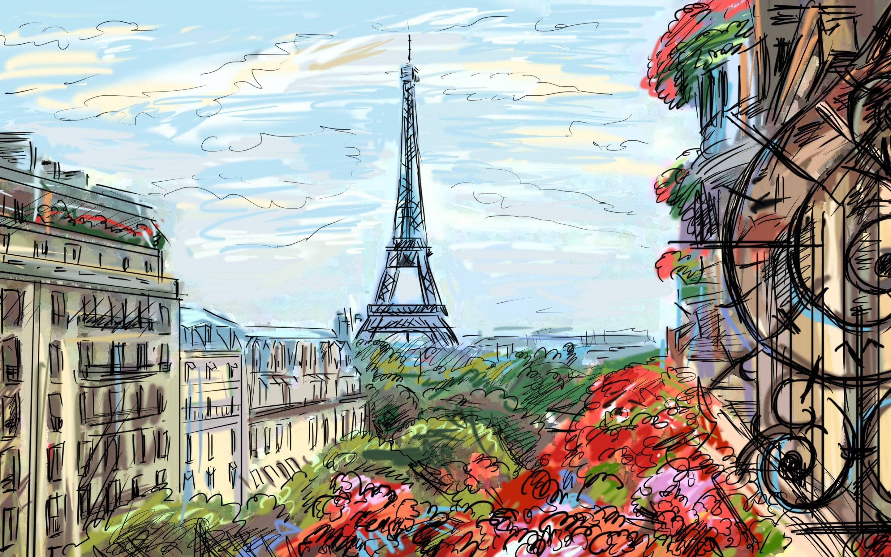 Detail Lukisan Menara Eiffel Paris Nomer 8