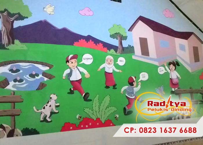 Detail Lukisan Mural Dinding Sekolah Nomer 40