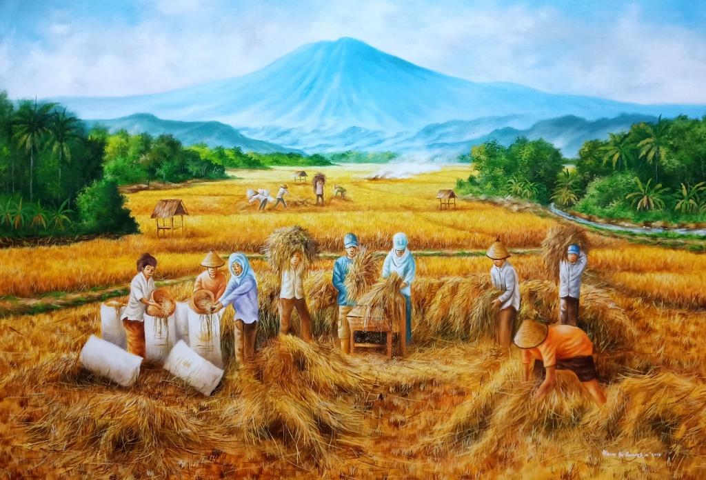 Detail Lukisan Panen Padi Di Sawah Nomer 18