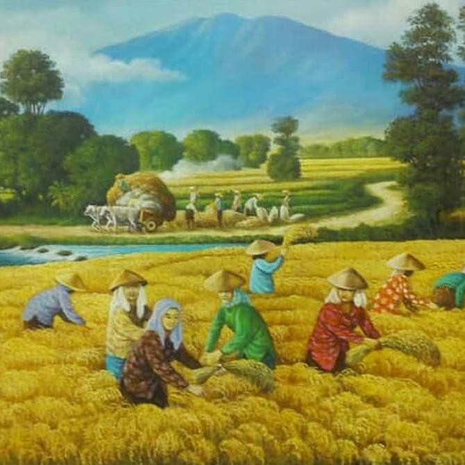 Detail Lukisan Panen Padi Di Sawah Nomer 26