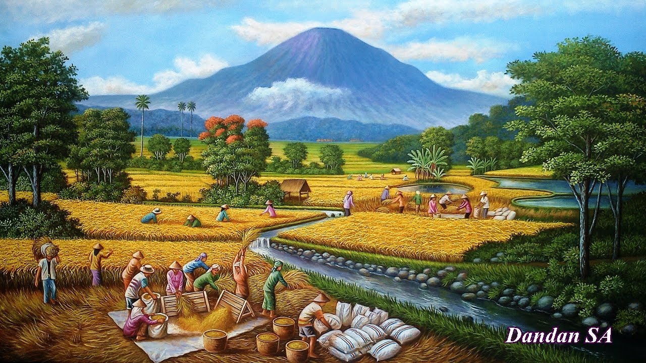 Detail Lukisan Panen Padi Di Sawah Nomer 31