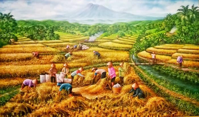 Detail Lukisan Panen Padi Di Sawah Nomer 36