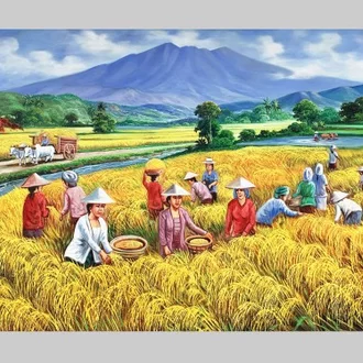 Detail Lukisan Panen Padi Di Sawah Nomer 42