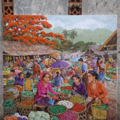 Detail Lukisan Pasar Tradisional Nomer 17