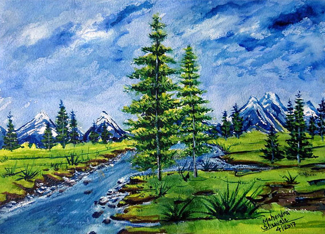 Detail Lukisan Pegunungan Indah Nomer 36