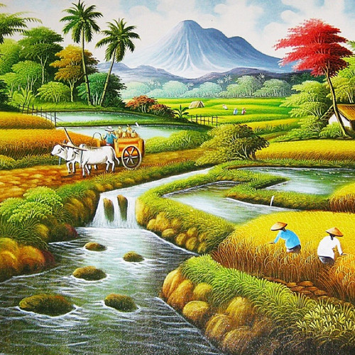 Detail Lukisan Pemandangan Bali Nomer 40