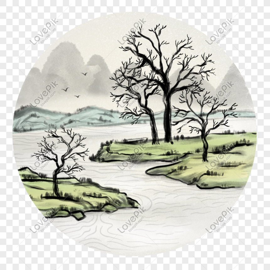 Detail Lukisan Pemandangan Cina Kuno Nomer 29