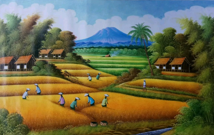 Detail Lukisan Pemandangan Dari Crayon Nomer 30