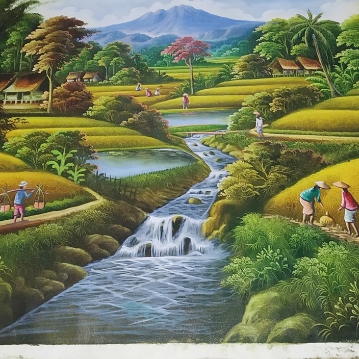 Detail Lukisan Pemandangan Desa Nomer 12