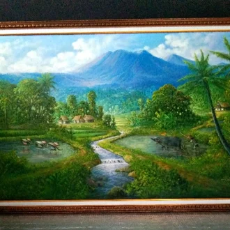 Detail Lukisan Pemandangan Desa Nomer 35