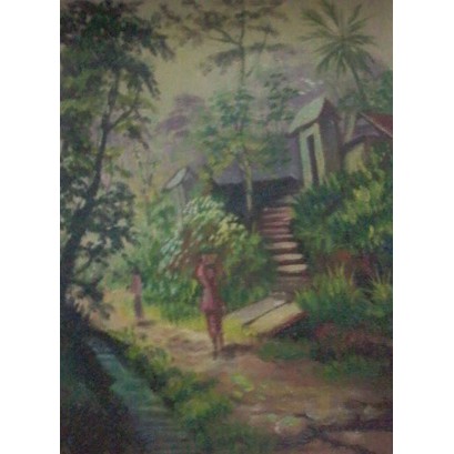 Detail Lukisan Pemandangan Desa Nomer 38