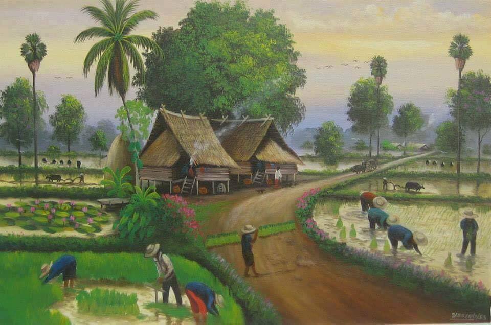 Detail Lukisan Pemandangan Desa Nomer 39