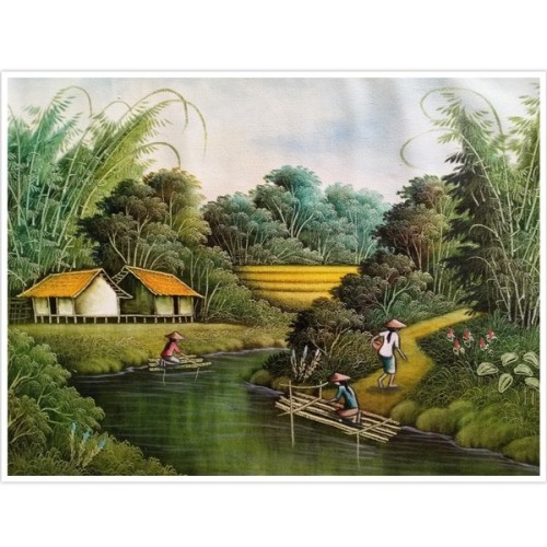Detail Lukisan Pemandangan Desa Nomer 9