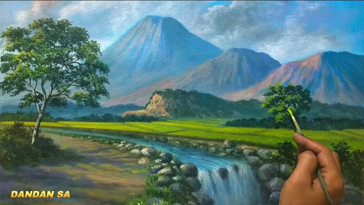 Detail Lukisan Pemandangan Gunung Nomer 3