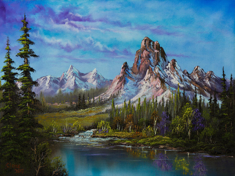 Detail Lukisan Pemandangan Gunung Nomer 40