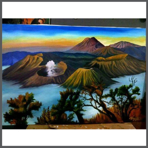 Detail Lukisan Pemandangan Gunung Nomer 54