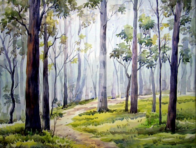 Detail Lukisan Pemandangan Hutan Nomer 42