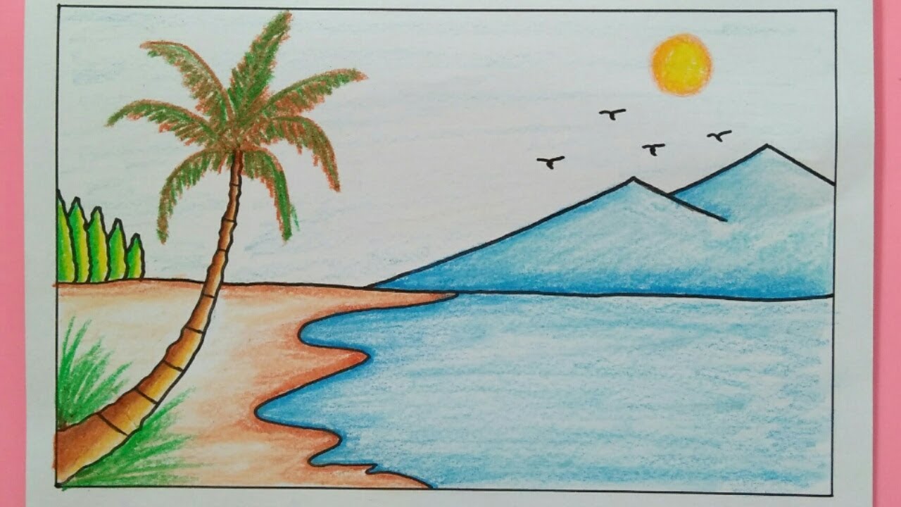 Detail Lukisan Pemandangan Pantai Yang Mudah Nomer 2