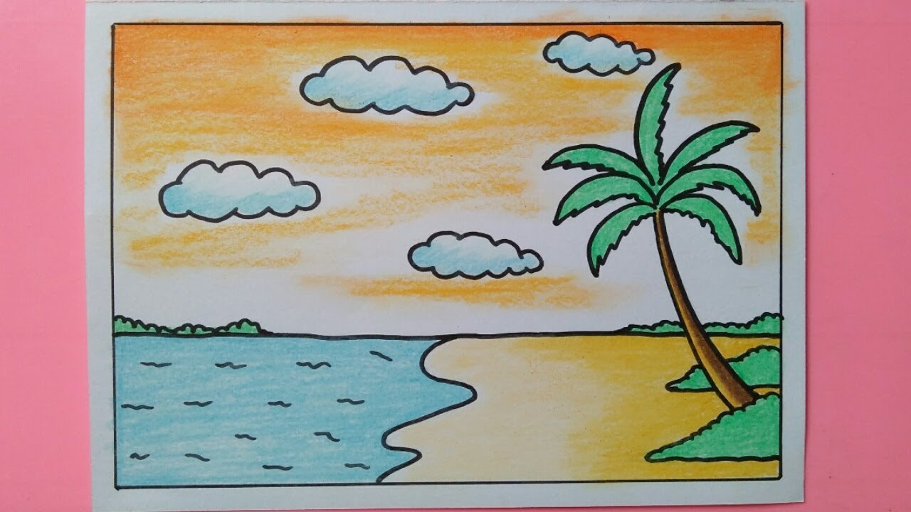 Detail Lukisan Pemandangan Pantai Yang Mudah Nomer 18
