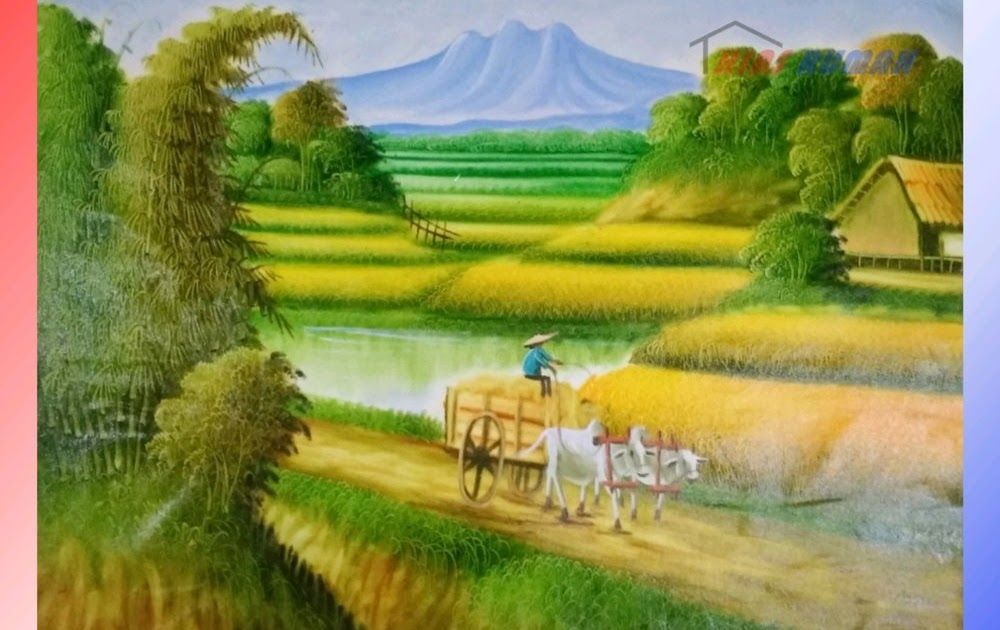 Detail Lukisan Pemandangan Sawah Dan Petani Nomer 14