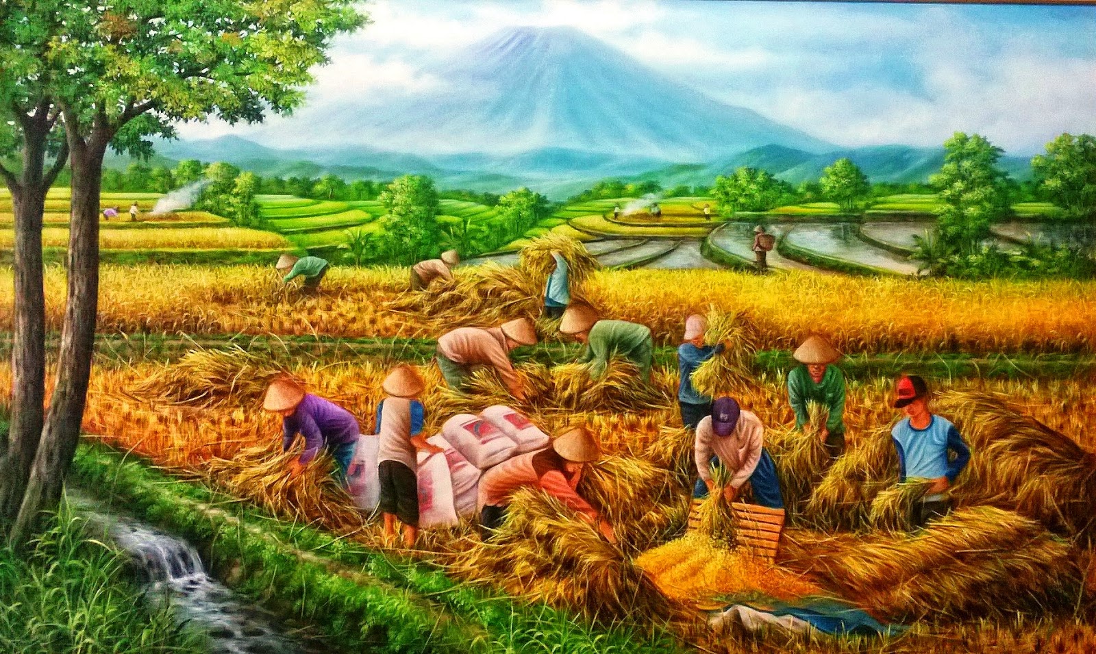 Detail Lukisan Pemandangan Sawah Dan Petani Nomer 30