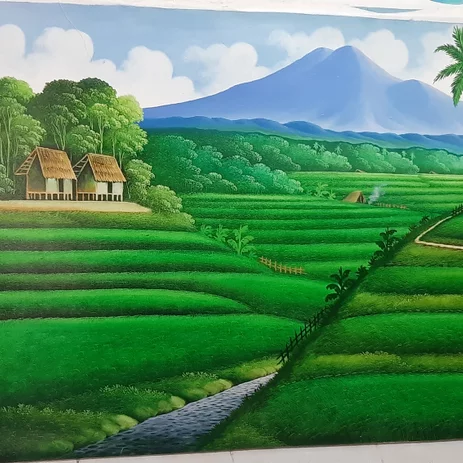 Detail Lukisan Pemandangan Sawah Dan Petani Nomer 41