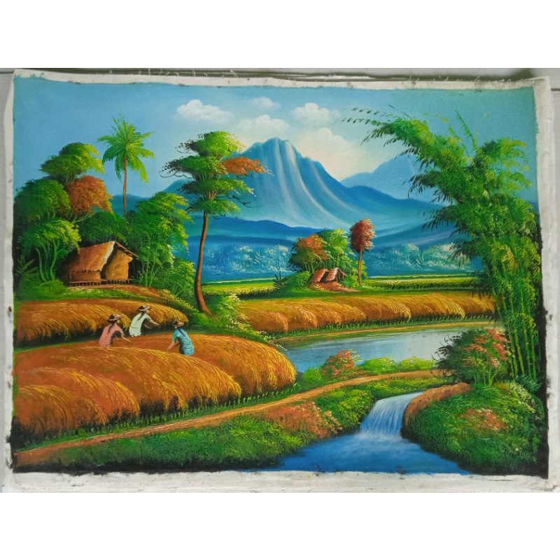 Detail Lukisan Pemandangan Sawah Padi Nomer 54