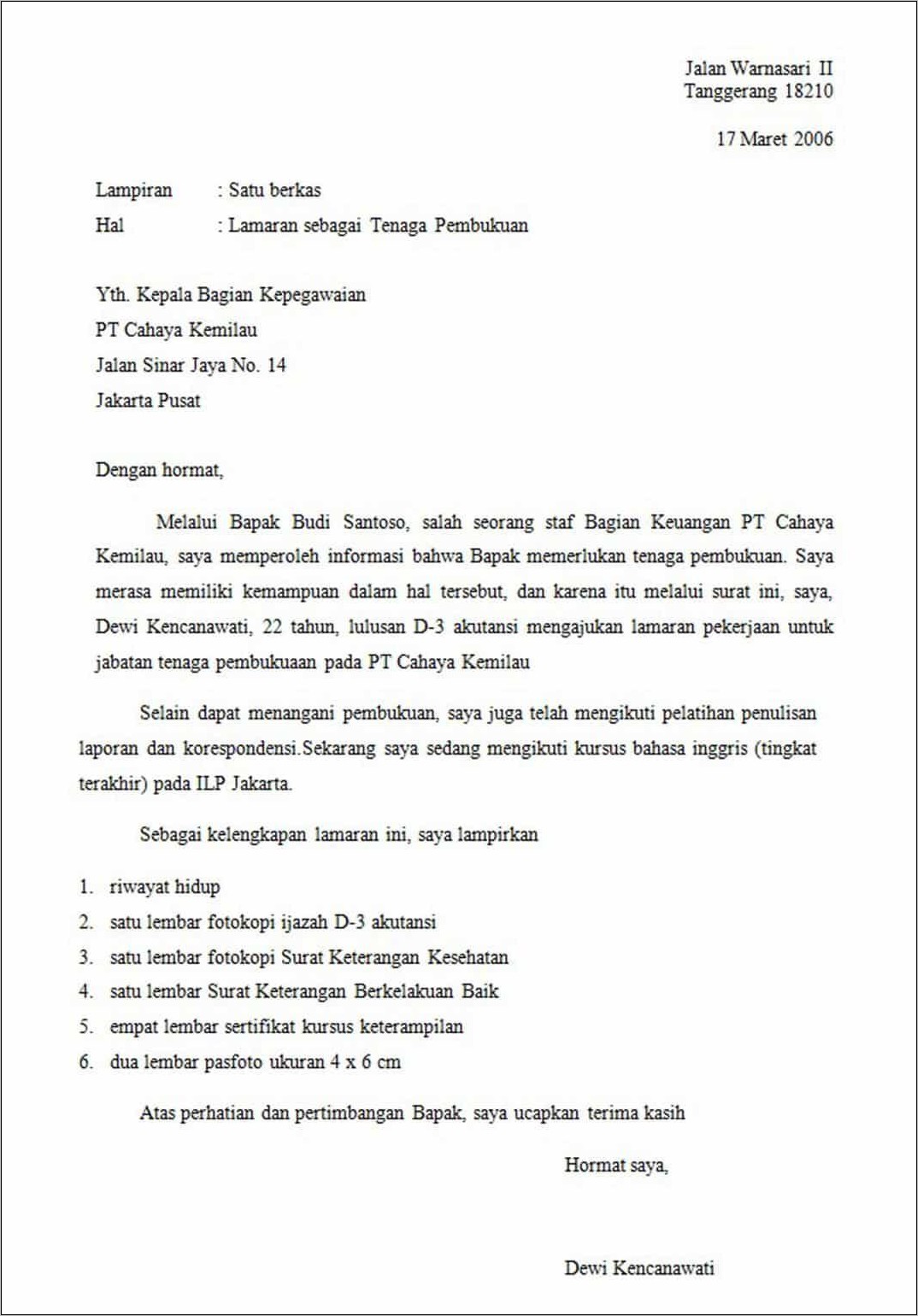 Detail Pembuka Surat Lamaran Nomer 7