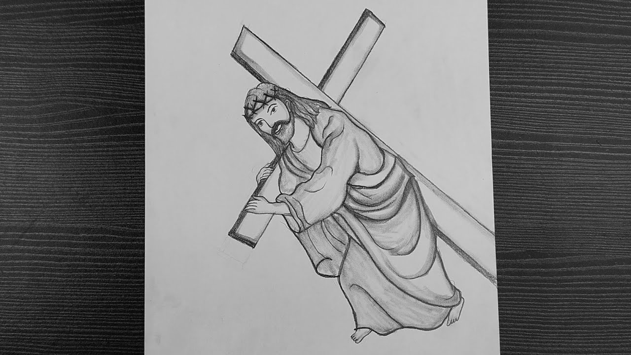 Pencil Drawings Of Jesus On The Cross 54+ Koleksi Gambar