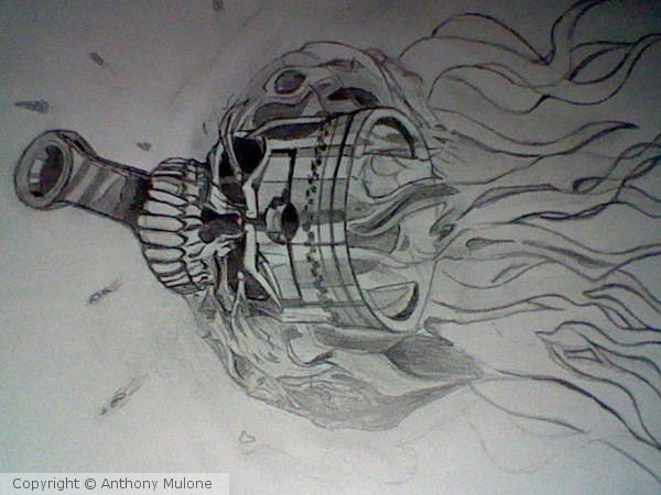 Detail Pencil Harley Davidson Skull Drawings Nomer 13