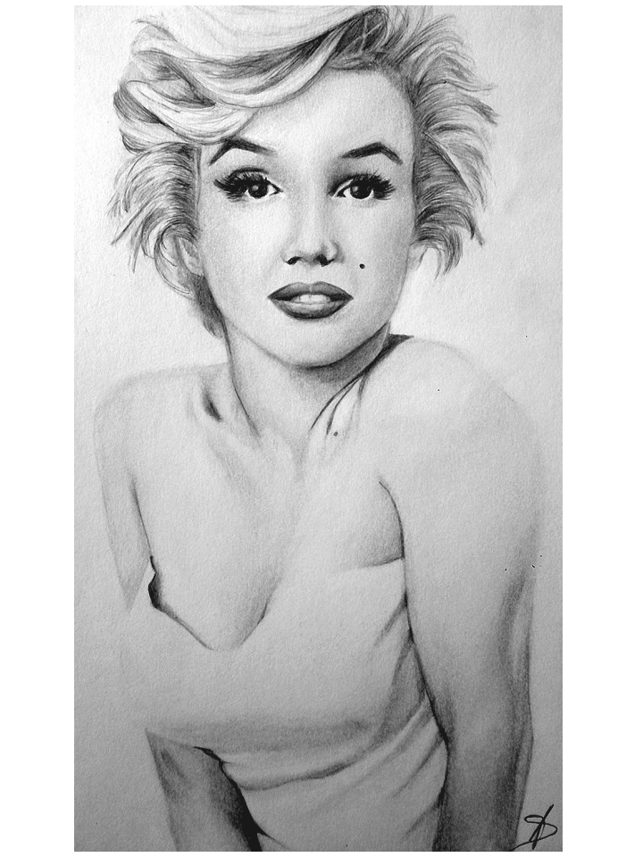 Detail Pencil Marilyn Monroe Drawing Nomer 34