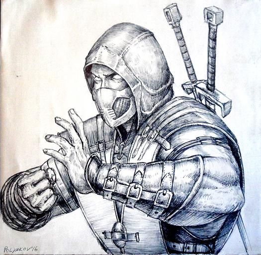 Detail Pencil Scorpion Mortal Kombat Drawing Nomer 8