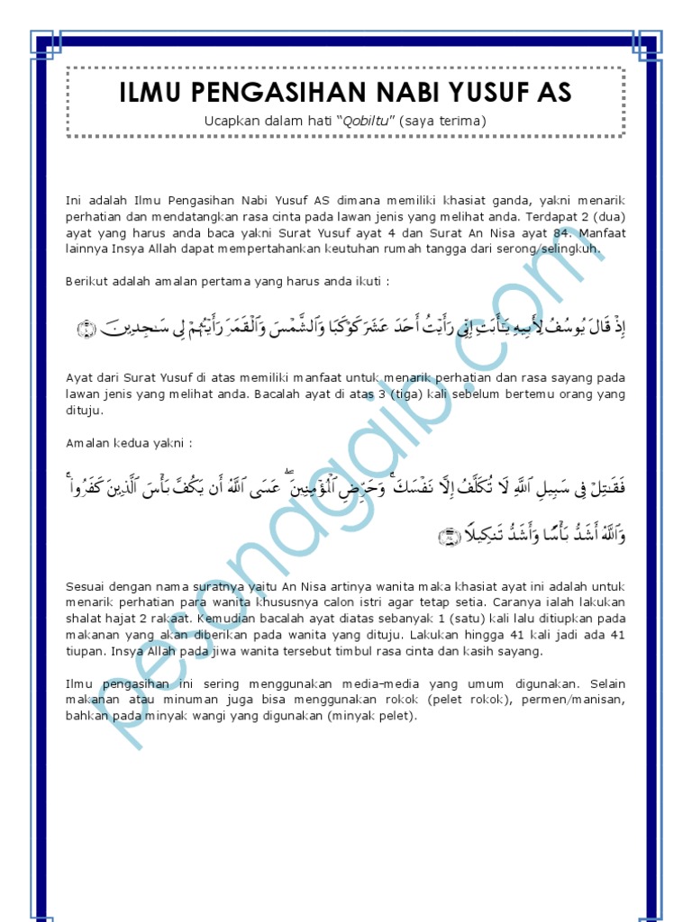 Detail Pengasihan Surat Yusuf Nomer 26