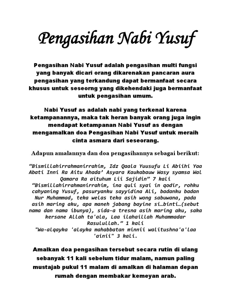 Detail Pengasihan Surat Yusuf Nomer 34