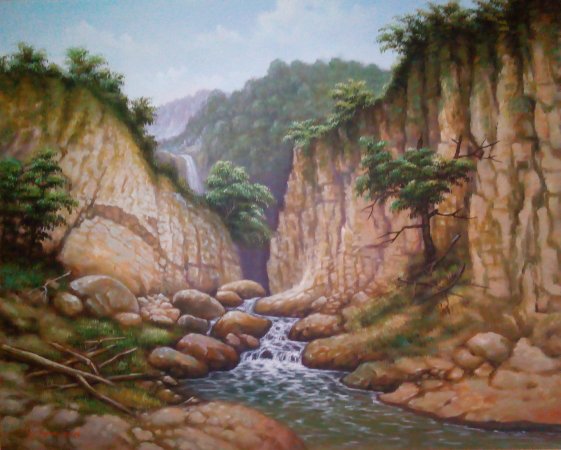 Detail Lukisan Pemandangan Tebing Nomer 8