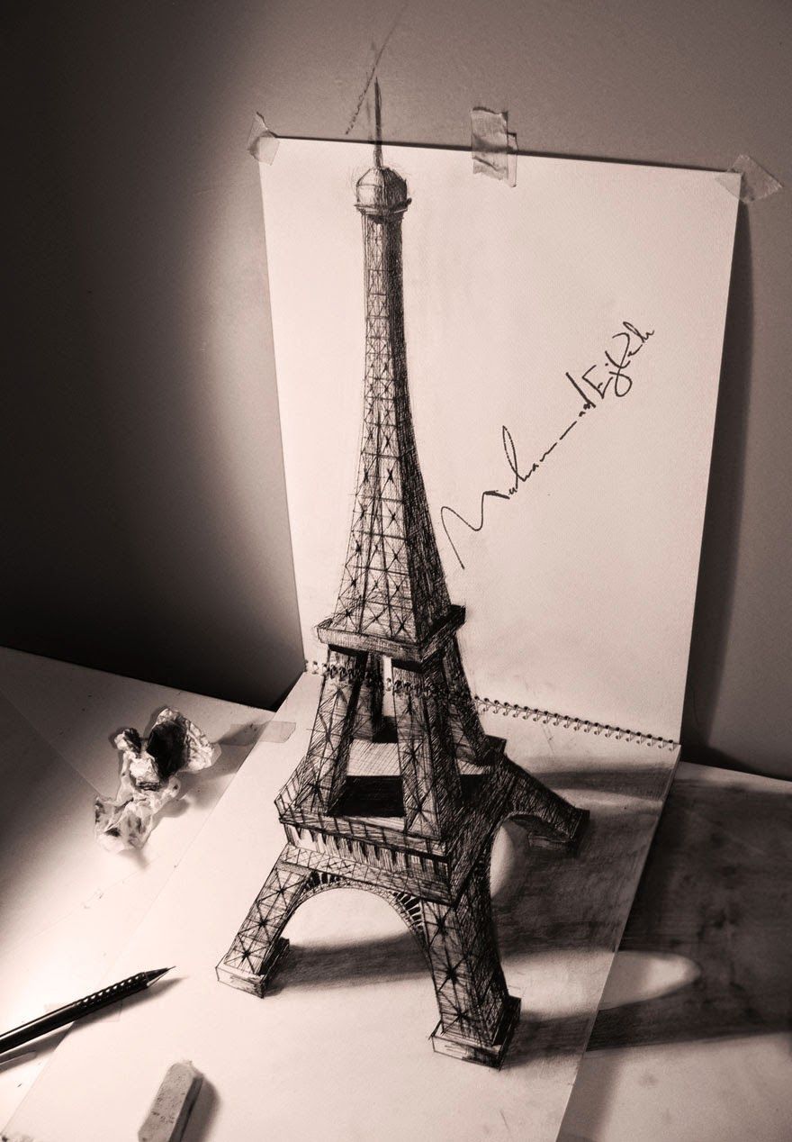 Detail Lukisan Pensil Menara Eiffel Nomer 8