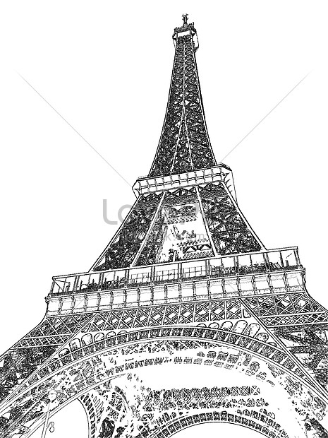 Detail Lukisan Pensil Menara Eiffel Nomer 3