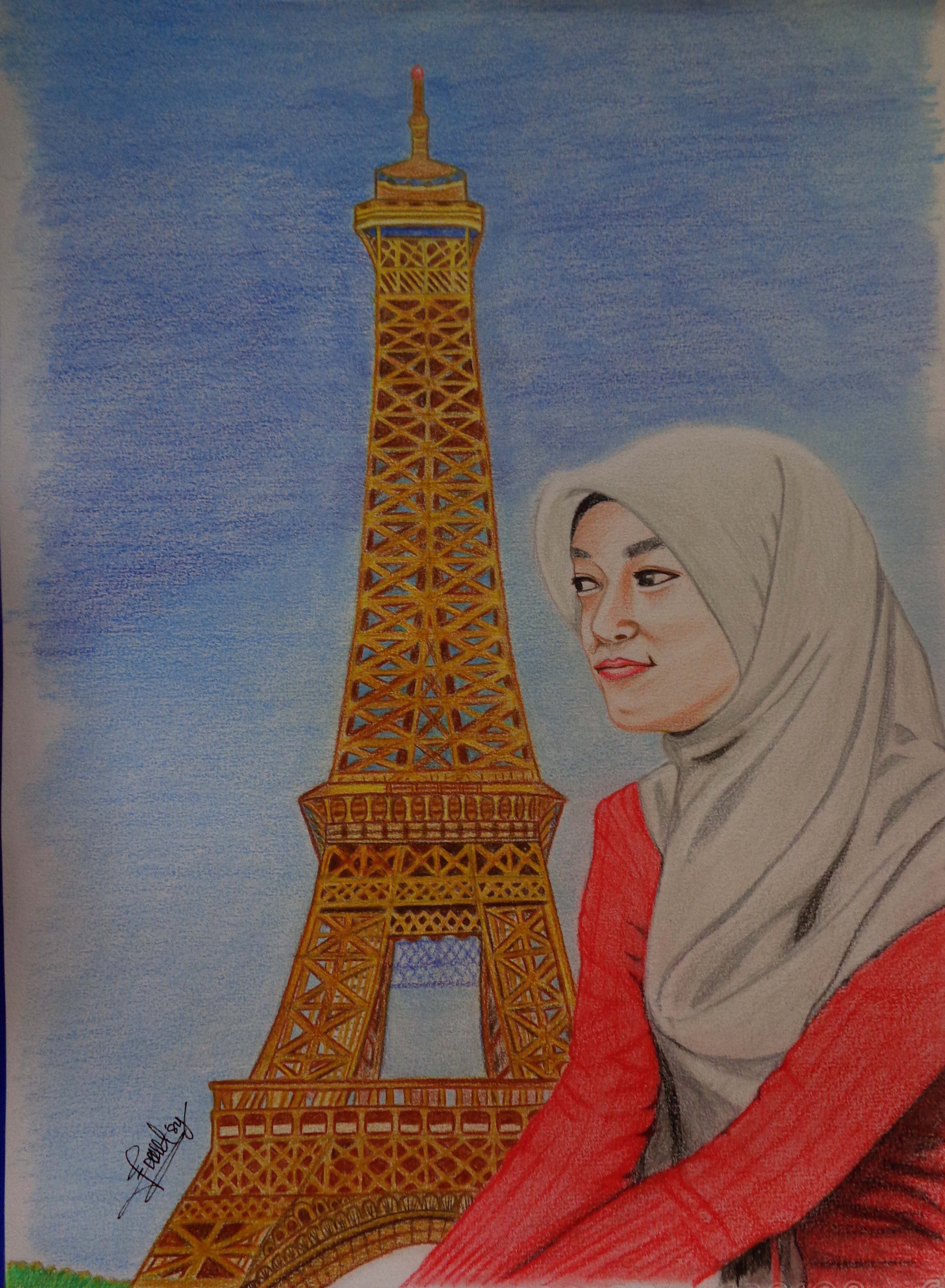 Detail Lukisan Pensil Menara Eiffel Nomer 22